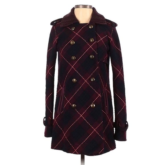 Free People Jackets & Blazers - Free people coat plaid pea coat size 4